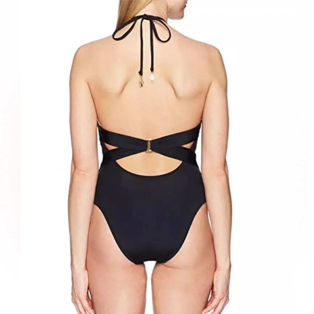 NWT TRINA TURK SIZE 8 Stylish Black Kids One Piece Swimsuit - Picture 2 of 11